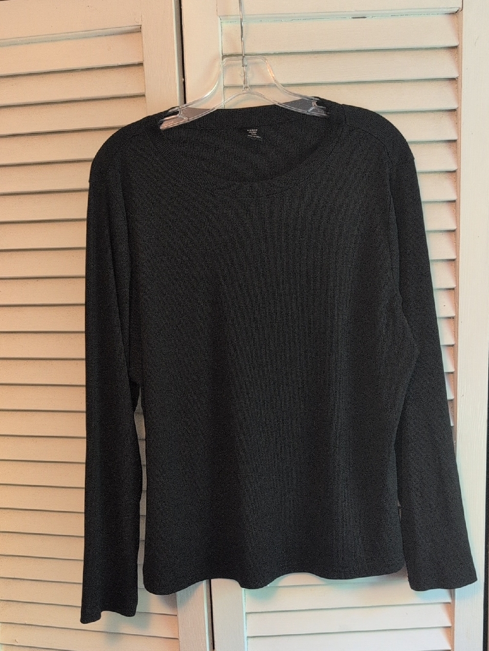 SHEIN Black Ribbed Long-Sleeve Curve Top 2XL